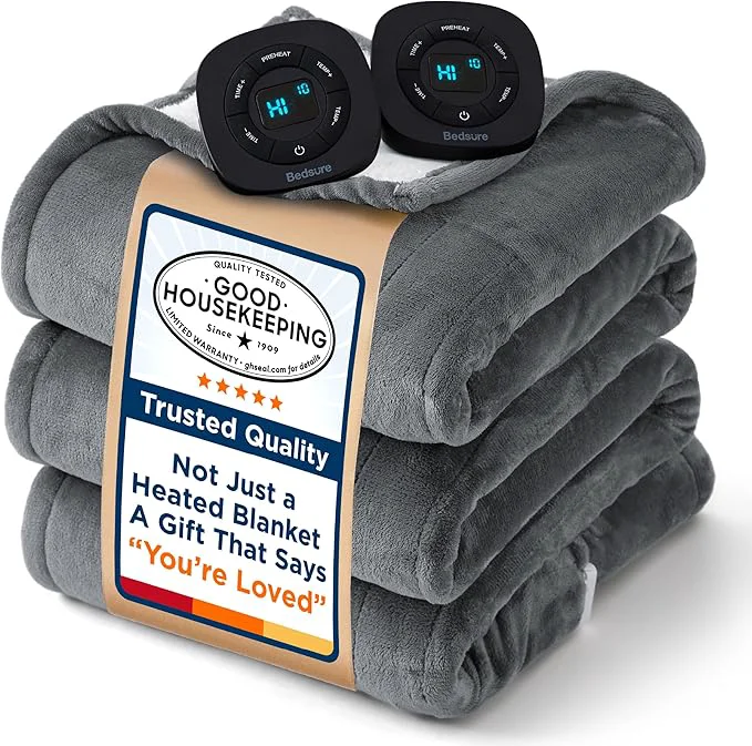 Superior Bedsure Electric Blanket Queen Size - Dual Control Heated Blanket Queen GentleSoft Fast Heating with 10 Time Settings amp 10 Heat Settings Warm Gift for Grandma 84x90 inches Grey Unique