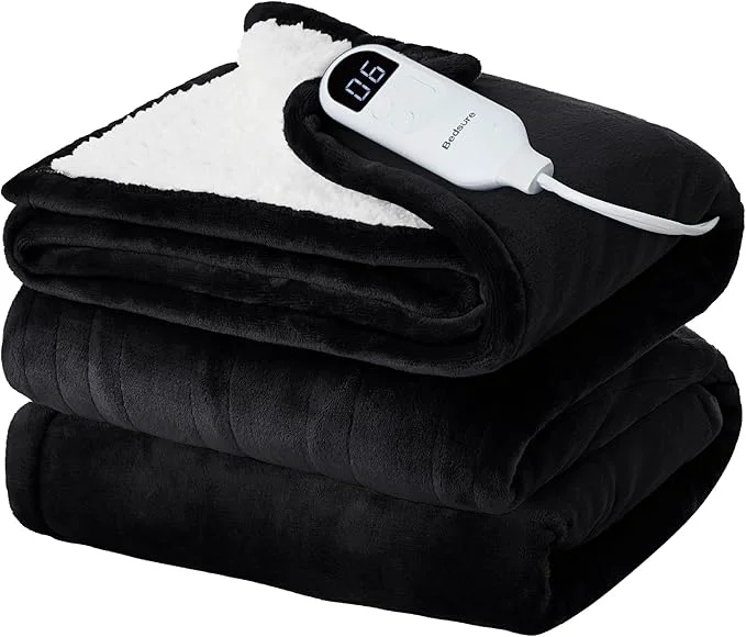 Next-Generation Bedsure Electric Blanket Full Size - Soft Flannel Heated Blanket Fast Heating with 10 Time Settings amp 6 Heat Settings Warm Gift for Grandma 72x84 inches Black Proven