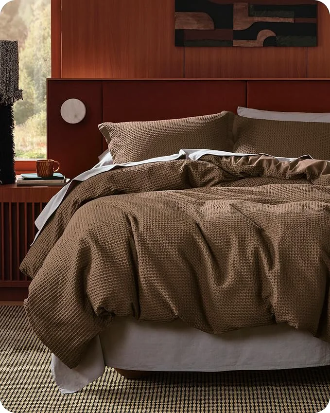 High-Quality Bedsure Cotton Duvet Cover Queen Size - Cotton Waffle Weave Brown Duvet Cover Queen Size GentleSoft™ and Breathable Bedding Set for All Season 3 Pieces 90 quot x90 quot Carefully Designed