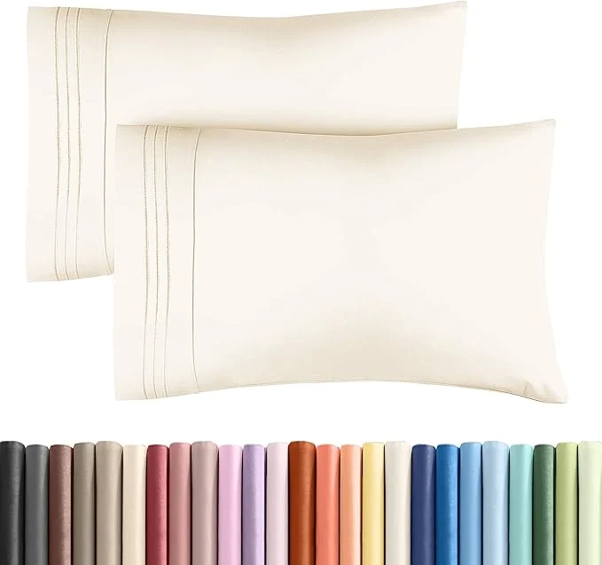 Smooth Standard Pillow Cases Set of 2 - Ultra-Soft Hotel Quality Pillowcase Covers - Comfy amp Wrinkle - Stain amp Fade Resistant - Machine Washable Pillow Protectors - 2 Piece Set - Standard Size Off White Flexible