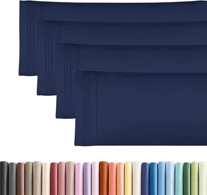 Healthy Body Pillowcases Set of 4-20x54 Long Body Pillow Case - Soft Body Pillow Cover for Sleeping amp Side Sleepers - Comfy Breathable amp Fade - Machine Washable with Envelope Enclosure - Navy Blue Fine Crafted