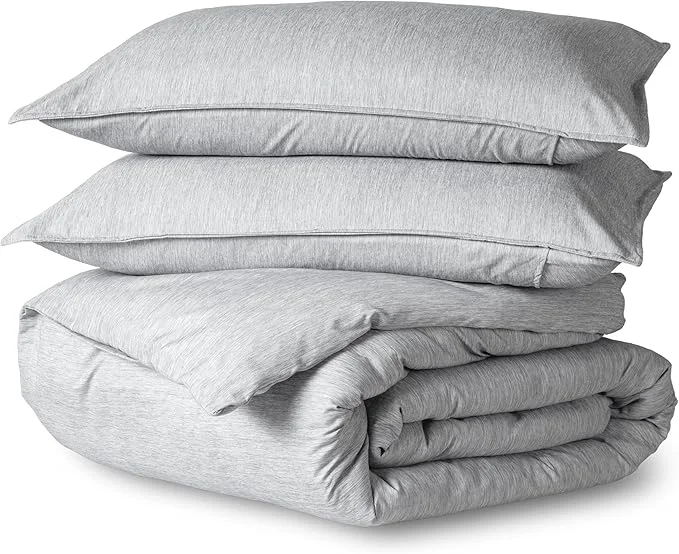 Unique Bare Home Bedding Duvet Cover Full Size - Premium 1800 Super Soft Collection - Lightweight Duvet Cover - Soft Textured Bedding Full Heathered Pewter Selected