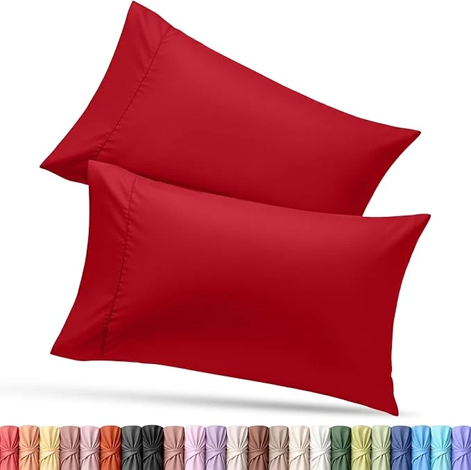 Contemporary Utopia Bedding King Pillow Cases - 2 Pack - Envelope Closure - Soft Brushed Microfiber Fabric - Shrinkage and Fade Resistant Pillow Covers King Size 20 X 40 Inches King Red Pure