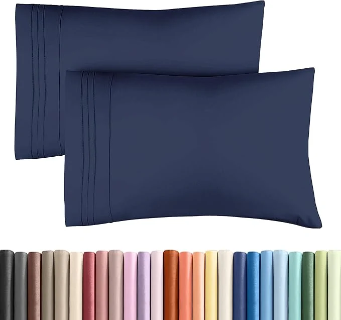 Advanced Standard Pillow Cases Set of 2 - Ultra-Soft Hotel Quality Pillowcase Covers - Comfy amp Wrinkle - Stain amp Fade Resistant - Machine Washable Pillow Protectors - 2 Piece Set - Standard Size Navy Blue Reliable