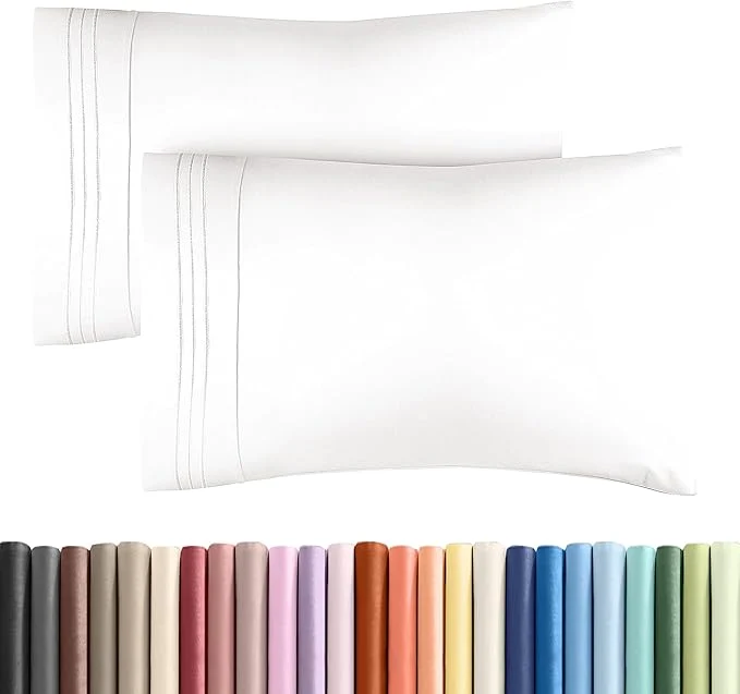 Crafted King Pillow Cases Set of 2 - Ultra Soft Hotel Quality Pillowcase Covers - Comfy Cozy amp Wrinkle - Shrinkage and Fade Resistant - Machine Washable Pillow Protectors - 2 Piece Set - Antique White High-Performance