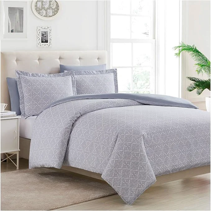 Official Mellanni Duvet Cover Set - 5 PC Iconic Collection Bedding Set - Hotel Luxury Extra Soft amp Cooling - Microfiber - Button Closure and Corner Ties King Laced Sky Blue Unique