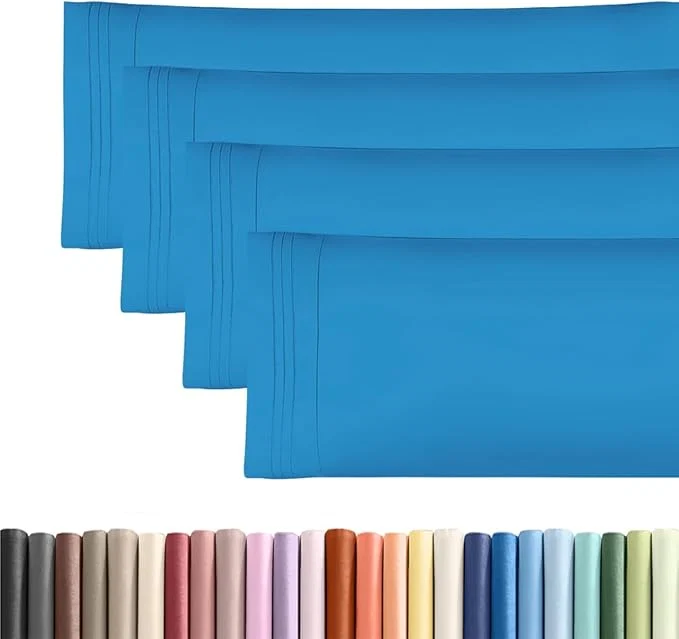 Safe Body Pillowcases Set of 4-20x54 Long Body Pillow Case - Soft Body Pillow Cover for Sleeping amp Side Sleepers - Comfy Breathable amp Fade - Machine Washable w Envelope Enclosure - Denim Blue Stylish