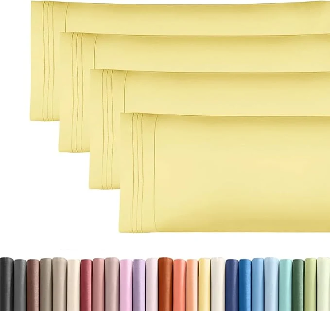Unique Body Pillowcases Set of 4-20x54 Long Body Pillow Case - Soft Body Pillow Cover for Sleeping amp Side Sleepers - Comfy Cozy Breathable amp Fade - Machine Washable w Envelope Enclosure - Yellow Safe