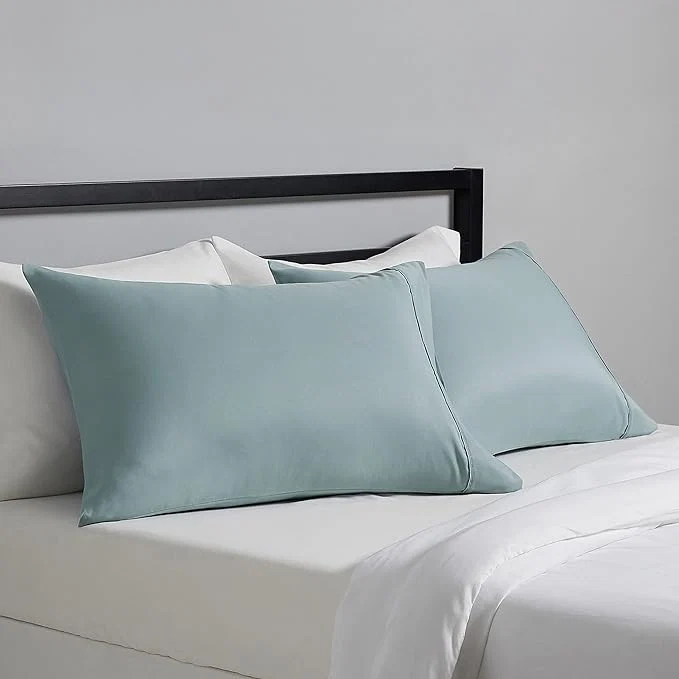 Natural Amazon Basics Standard Pillowcases Set of 2 - Lightweight Super Soft Easy Care Microfiber Spa Blue 30 quot L x 20 quot W Pillows Not Included Environmentally Friendly