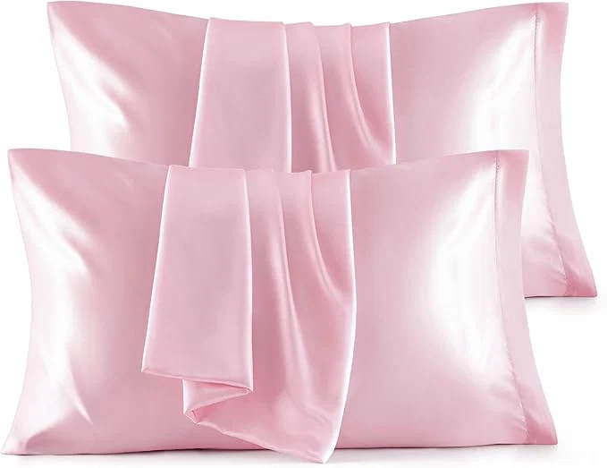 Classic Bedsure Satin Pillowcase for Hair and Skin Queen - Pink Silky Pillowcase 4 Pack 20x30 Inches with Envelope Closure Similar to Silk Pillow Cases Gifts for Women Men Luxury