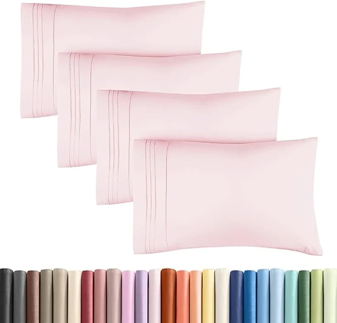 Breathable King Standard Pillow Cases Set of 4 - Soft Hotel Quality Pillowcase Covers - Comfy Bedding for Women Men Kids amp Teens - Machine Washable Pillow Protectors - 4 Piece Set - King Standard Lavender Pink Practical