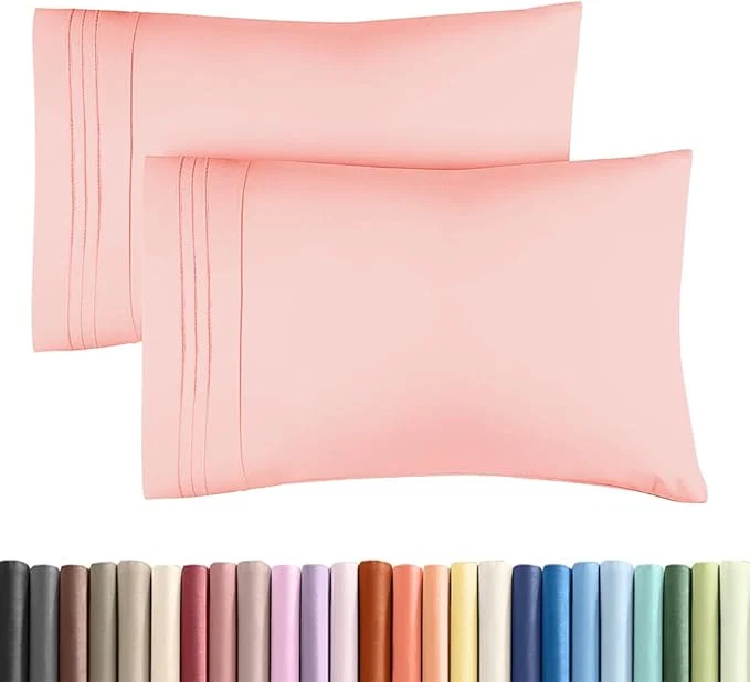 Convenient Standard Pillow Cases Set of 2 - Ultra-Soft Hotel Quality Pillowcase Covers - Comfy amp Wrinkle - Stain and Fade Resistant - Machine Washable Pillow Protectors - 2 Piece Set - Baby Pink Flexible