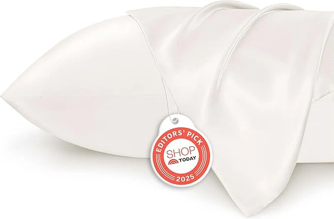 Enhanced Bedsure Satin Pillowcase for Hair and Skin Queen - Ivory Silky Pillowcase 2 Pack with Envelope Closure Similar to Silk Pillow Cases Gifts for Women Men 20x30 Inches 2pcs Classic
