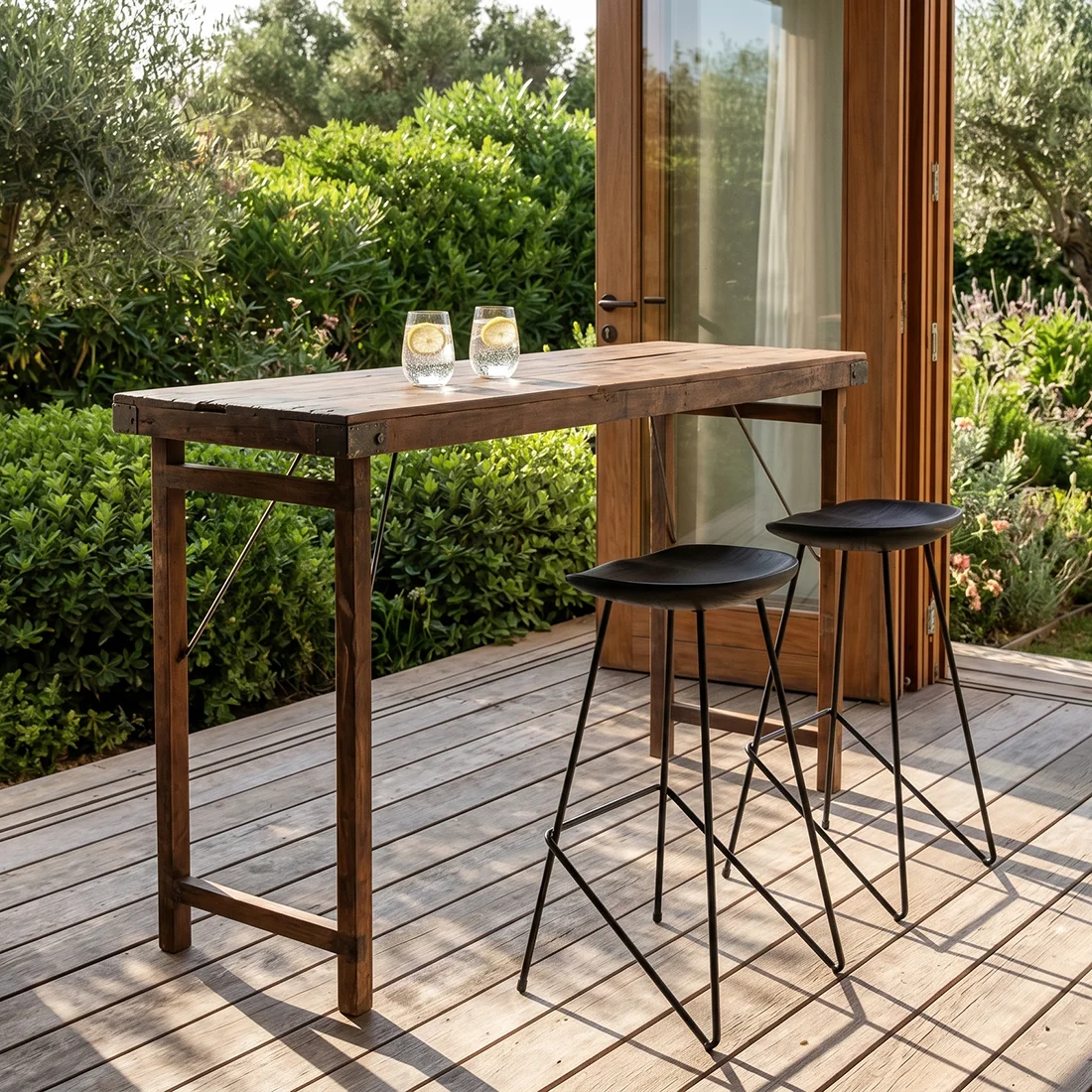 Sustainable Market bar table brown Smooth