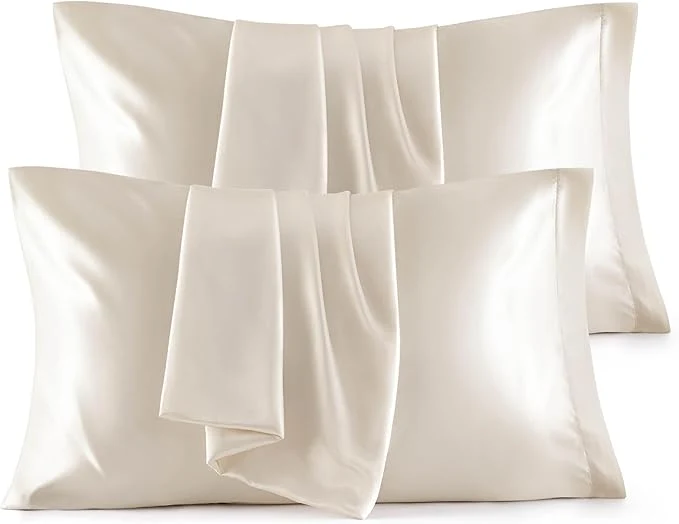 Contemporary Bedsure Satin Pillowcases Standard Set of 4 - Beige Silk Pillow Cases for Hair and Skin 20x26 inches Satin Pillow Covers 4 Pack with Envelope Closure Gifts for Women Men First-Class