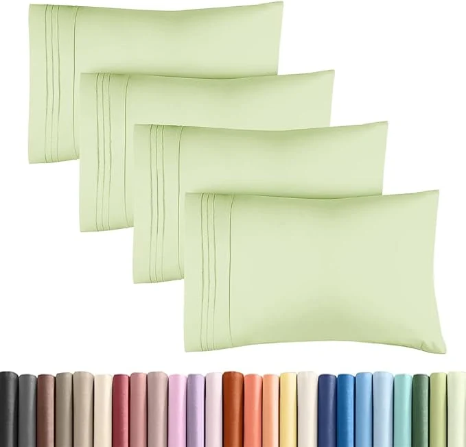 Luxury King Standard Pillow Cases Set of 4 - Soft Hotel Quality Pillowcase Covers - Comfy Bedding for Women Men Kids amp Teens - Machine Washable Pillow Protectors - 4 Piece - King Standard Light Sage Green Efficient