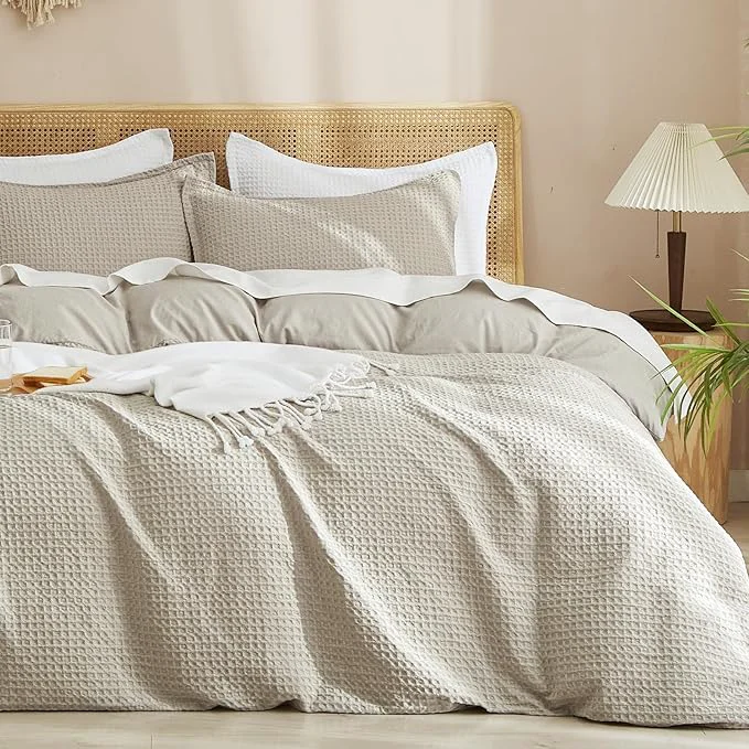 Expertly Made PHF Waffle Weave Duvet Cover Set California King No Snagging Ultra Soft Luxury Textured Breathable Comforter Cover for All Season 3pcs Durable Bedding Duvet Set with 2 Pillow Shams 104 quot x98 quot Linen Traditional