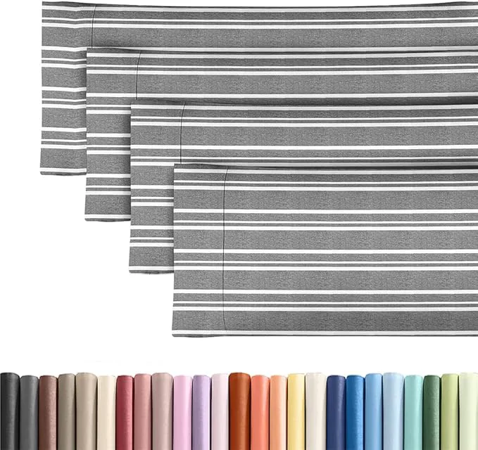 Genuine Body Pillowcases Set of 4-20x54 Long Body Pillow Case - Soft Body Pillow Cover for Sleeping amp Side Sleepers - Comfy Breathable amp Fade - Machine Washable w Envelope Enclosure - Grey Stripes Stylish