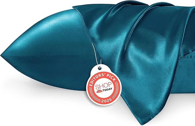Healthy Bedsure King Size Satin Pillowcase Set of 2 - Teal Silky Pillow Cases for Hair and Skin with Envelope Closure Similar to Silk Pillow Cases Gifts for Women Men 20x36 Inches 2pcs Quality