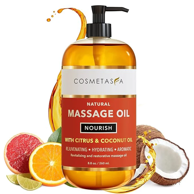 Pure Natural Nourishing Citrus Coconut Massage Oil- Smooth Glide Non Greasy Lightweight