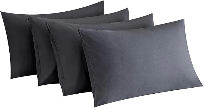 Comfortable MINIPANDA Dark Grey Pillow Cases Set of 4 Queen Size - Super Soft Smooth and Breathable Dark Gray Pillow Cases Queen- Envelope Design - Machine Washable Lightweight 20X30 Inches 4 Piece Traditional