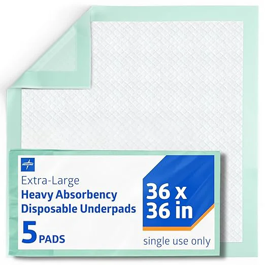 Organic Medline Bed Pads Disposable Adult Heavy Duty Chux Pads 36x36 5 Count Incontinence Bed Pads for Adults Chucks Underpads Extra Large Disposable Bed Pads for Incontinence Pee Pads Fine