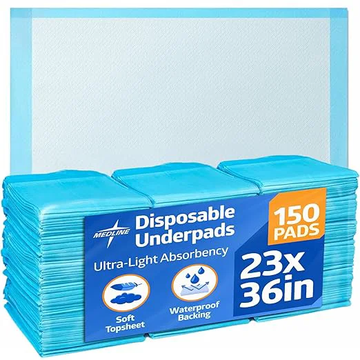 Consistent Medline Disposable Chucks Pads 23 x 36 inches Pack of 150 Ultra-Light Absorbency Pee Pads for Surface Protection Disposable Diaper Changing Pads for Baby Puppy Pads for Dog Potty Training Soft