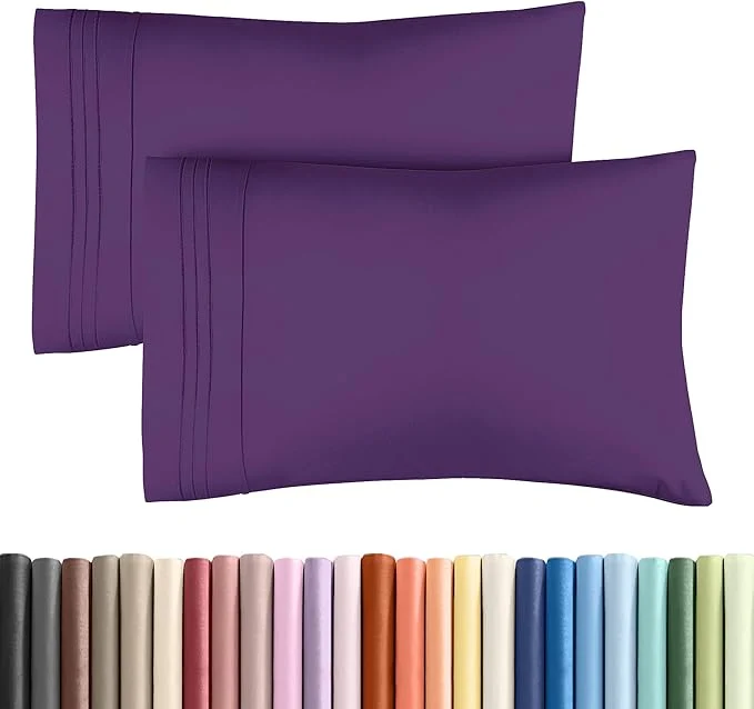 Authentic King Pillow Cases Set of 2 - Ultra Soft Hotel Quality Pillowcase Covers - Comfy Cozy amp Wrinkle - Shrinkage Stain and Fade Resistant - Machine Washable Pillow Protectors - 2 Piece Set - Purple Effective