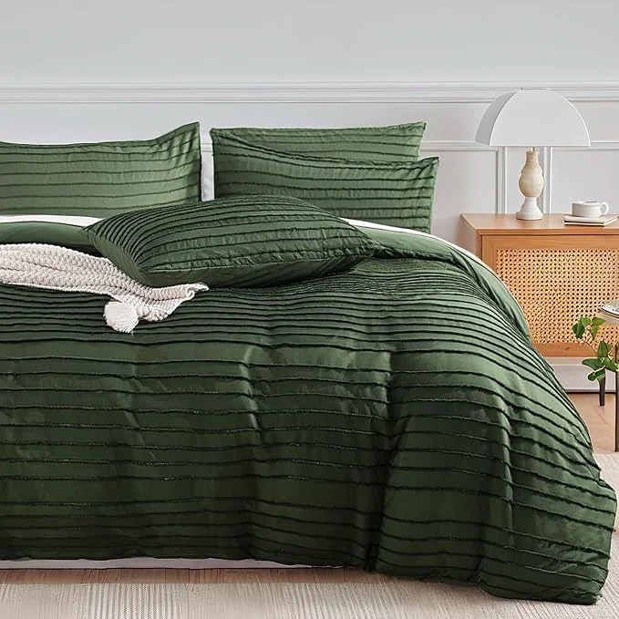 Advanced NEXHOME PRO Twin Duvet Cover 2 Pieces Boho Tufted Duvet Cover Set Soft and Lightweight Washed Microfiber Comforter Cover Set for All Season Forest Green 66 x 90 -No Comforter Genuine