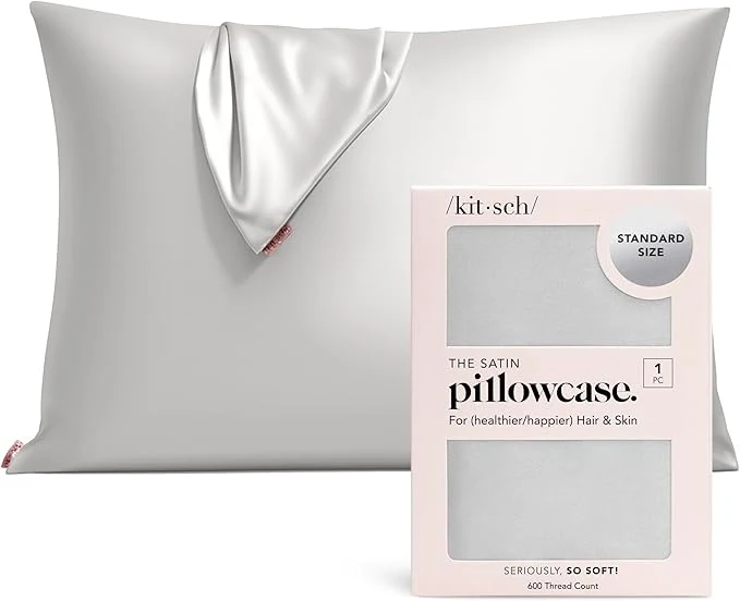 Carefully Designed Kitsch Satin Pillowcase with Zipper for Hair amp Skin - Softer Than Silk Pillow Cases Smooth Cooling Satin Pillow Case Wrinkle- Machine Washable - Pillow Cases Standard Size 19x26 - Silver Quality