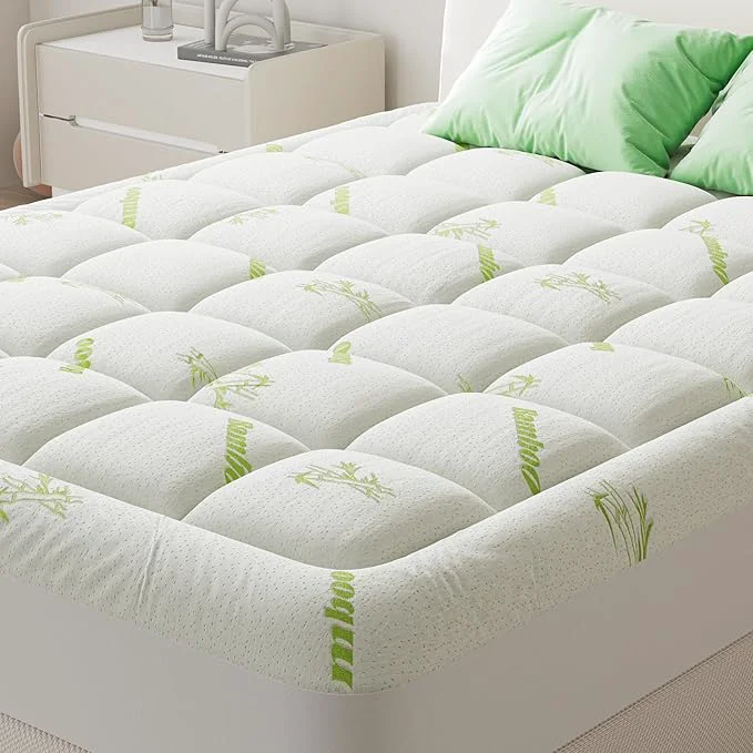 Effective DUMOS Queen Size Ultra Soft Mattress Topper Viscose Derived from Bamboo Pillow Top Mattress Pad with Stretchable Pockets Breathable Cooling Topper for Back Pain Relief Premium