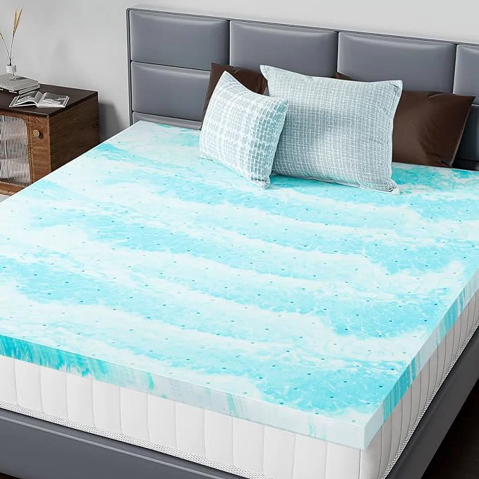 Flexible DUMOS Mattress Toppers Memory Foam Twin Size 2 Inch Thick Bed Topper Pad Cooling Gel Infused Soft Comfy Padding Breathable for Sleeper Sofa Couch RV Camper CertiPUR-US Blue Relaxed