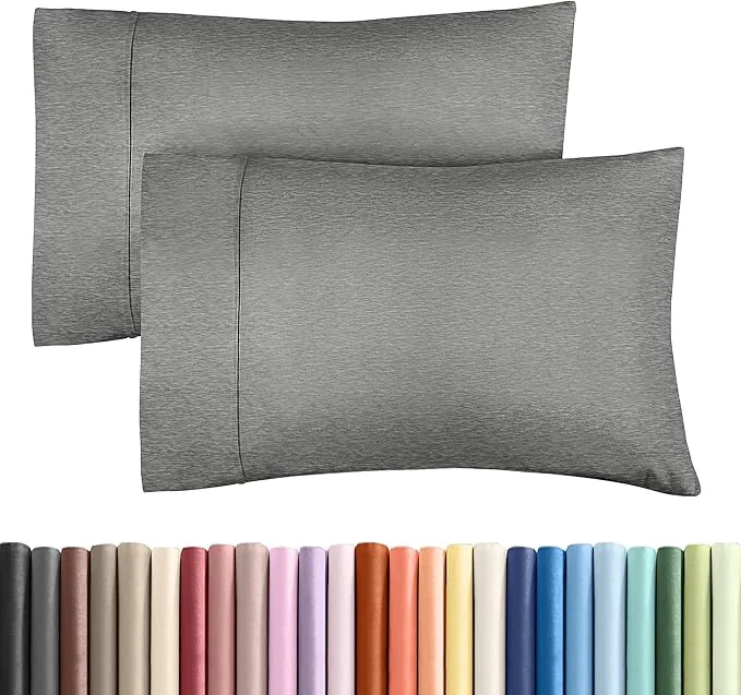 Enhanced King Pillow Cases Set of 2 - Ultra Soft Hotel Quality Pillowcase Covers - Comfy Cozy amp Wrinkle - Shrinkage and Fade Resistant - Machine Washable Pillow Protectors - 2 Piece Set - Heathered Grey Minimalist