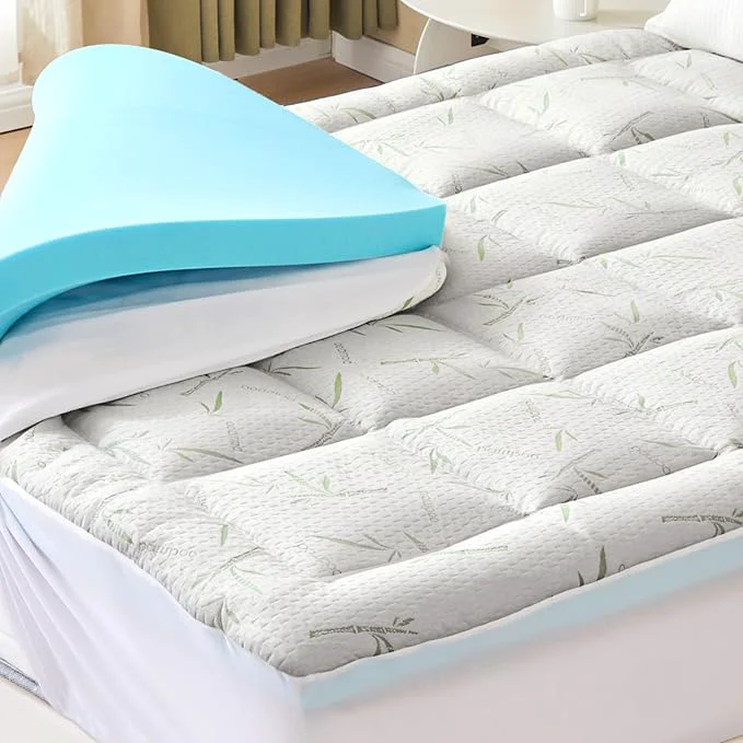 Responsible DUMOS Dual Layer Mattress Topper King Size 2 Inch Gel Memory Foam 1 Inch Soft Pillow Top Mattress Pad Cover for Back Pain Breathable amp Cooling Pad with Elastic Deep Pocket Smooth
