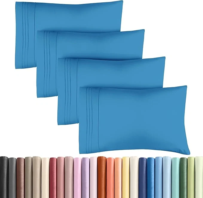 Official King Pillow Cases Set of 4 - Ultra Soft Hotel Quality Pillowcase Covers - Comfy Cozy amp Wrinkle - Shrinkage Stain amp Fade Resistant - Machine Washable Pillow Protectors - 4 Piece Set - Denim Blue High-Grade