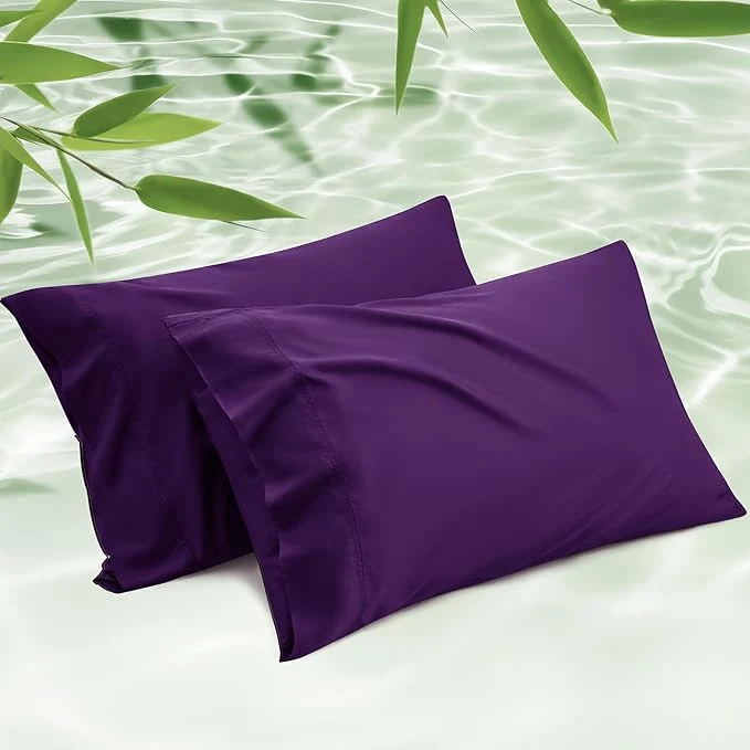 Superior Bedsure Pillow Cases Standard Size Cooling Pillow Cases Rayon Derived from Bamboo Purple Pillowcases Standard Set of 2 PureWoven Silky Soft Pillow Covers with Envelope Closure 20x26 Inches Unique