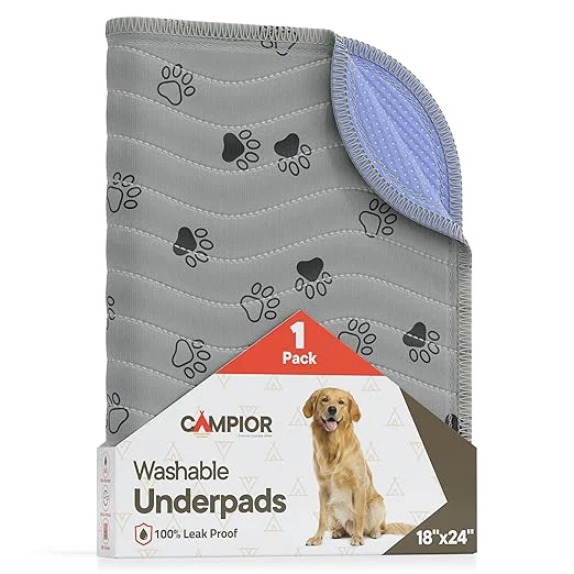 Excellent Washable Underpads 18 quot x24 quot Pack of 1 – Reusable Waterproof Bed Pads for Pets Elderly amp Kids Extra Heavy Absorbency Incontinence amp Bedwetting Protection Non-Slip TPU Backing Grey amp Blue High-End