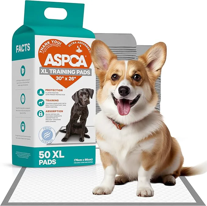 Responsible ASPCA Scented Puppy Pads 50 Count Dog Pee Pads for Training Absorbent Potty Pads for Dogs Quick-Drying Leakproof Large Dog Pads with Odor Control 26 quot x30 quot XL Puppy Pads for Indoor Outdoor Use Dependable