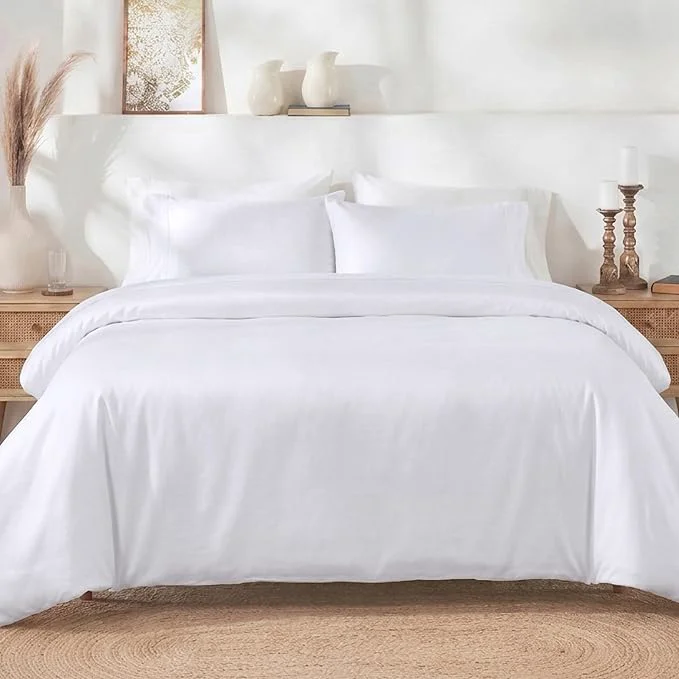Environmentally Friendly California Design Den 3 Pc Full Queen Duvet Cover Set - Winner Good Housekeeping Bedding Awards 2025 400 Thread Count Sateen Cotton Duvet Cover Queen Size Button Closure Corner Ties -White Efficient