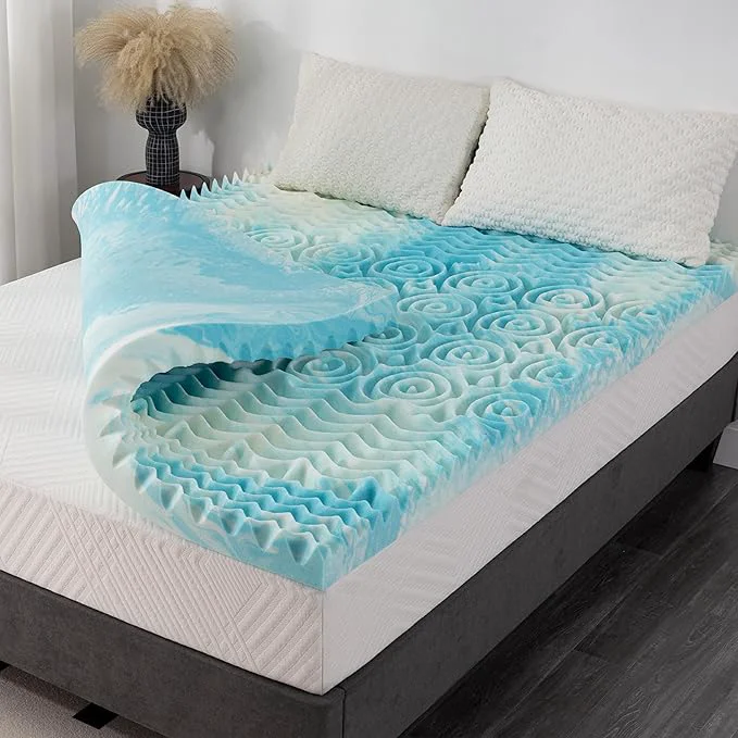 Relaxed 4 Inch 5-Zone Twin Memory Foam Mattress Topper Gel Infused Foam Mattress Topper for Pressure Relief CertiPUR-US Twin Bed Topper Blue 38 quot ×75 quot Soft