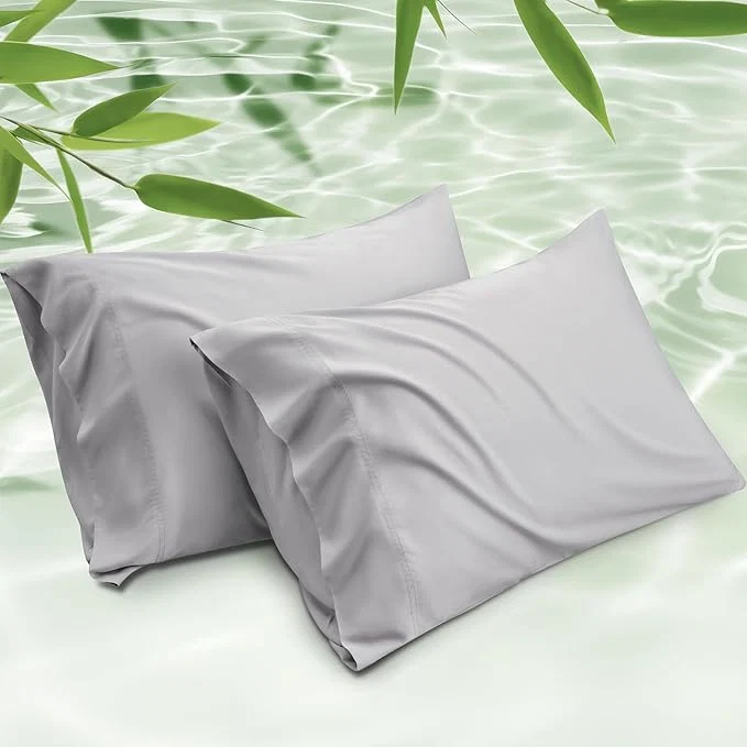 Dependable Bedsure Pillow Cases Queen Cooling Pillow Cases Rayon Derived from Bamboo Light Grey Pillowcases Queen Size Set of 2 PureWoven Silky Soft Bedding Pillow Covers with Envelope Closure 20x30 Inches Flexible