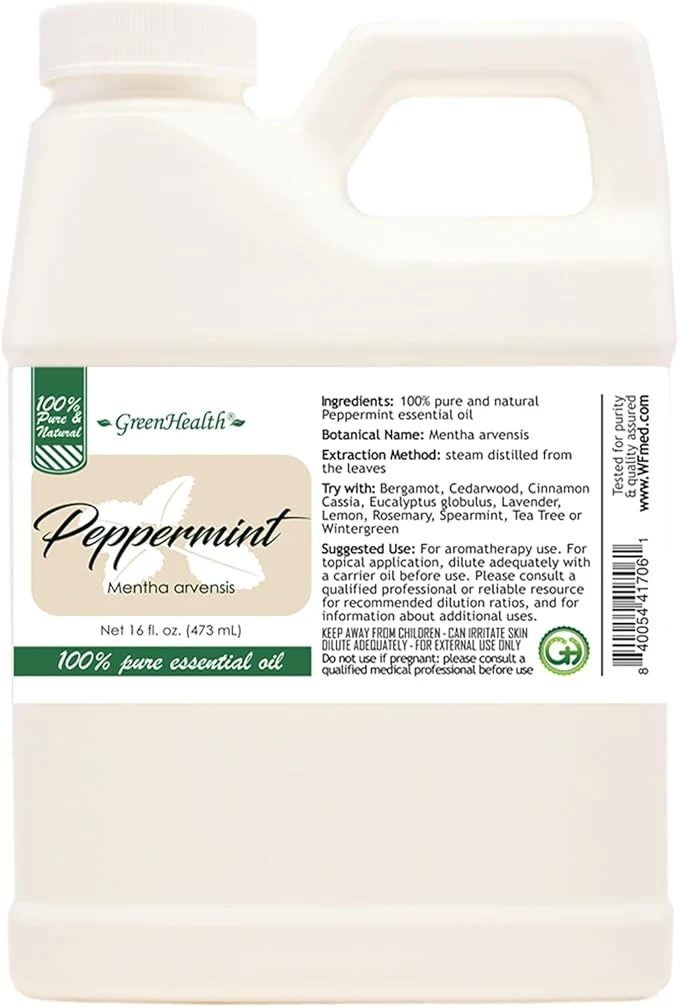 Professional GreenHealth Peppermint Essential Oil – 16 fl oz Pure Uncut Relaxed