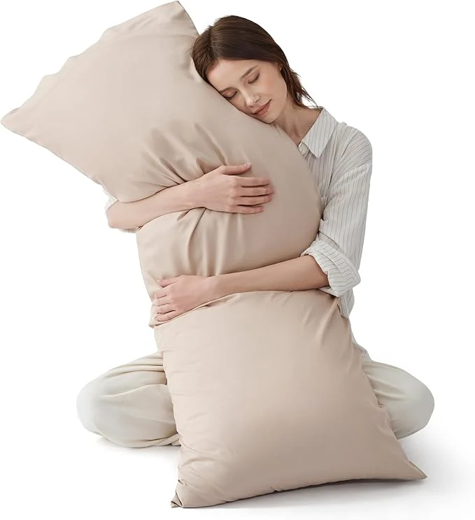 Official Bedsure Body Pillow Cover - Khaki Long Cooling Pillow Cases PureWoven Rayon Derived from Bamboo Cool Body Pillowcase with Envelope Closure for Women Men 1 Pack 20x54 Inches Reusable