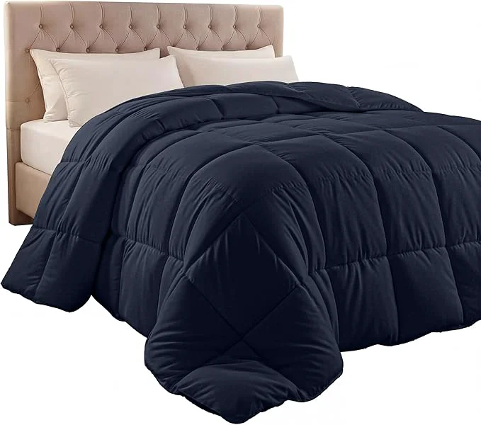Verified Utopia Bedding Comforter Duvet Insert Quilted Comforter with Corner Tabs Box Stitched Down Comforters Twin Size Navy Traditional
