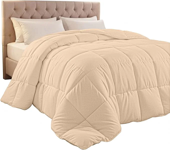 Lightweight Utopia Bedding Comforter Duvet Insert Quilted Comforter with Corner Tabs Box Stitched Down Comforters Queen Size Beige Enhanced