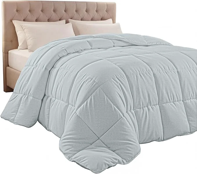 Natural Utopia Bedding Comforter Duvet Insert Quilted Comforter with Corner Tabs Box Stitched Down Comforters King Size Light Grey Reliable