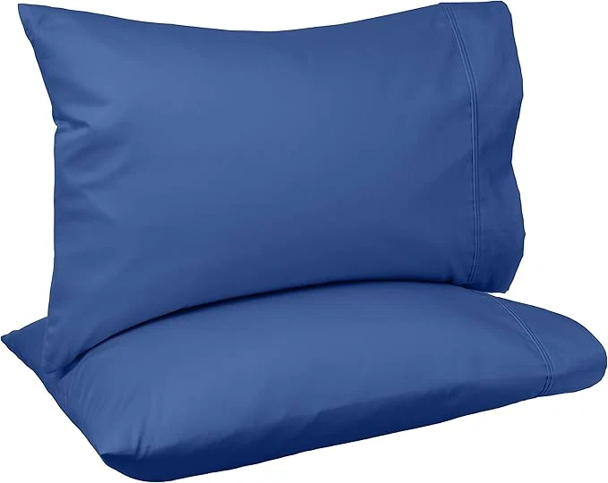 Outstanding Amazon Basics 400 Thread Count Cotton Pillow Cases Soft amp Breathable Sateen Weave Machine Wash Standard Size 20 quot x 30 quot Navy Set of 2 Specialty