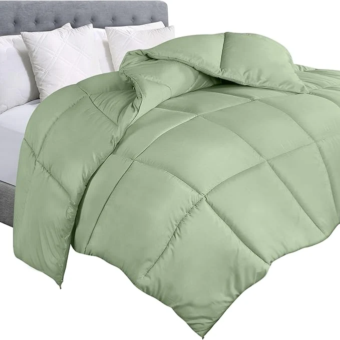 Fast Utopia Bedding Comforter Duvet Insert Quilted Comforter with Corner Tabs Box Stitched Down Comforters Queen Size Sage Green Luxury