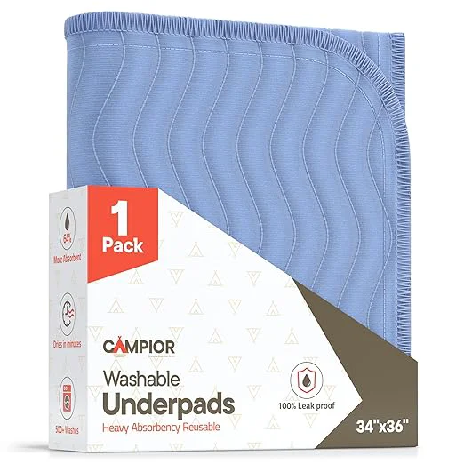Optimized Washable Underpads Large 34 quot x36 quot Pack of 1 – Reusable Waterproof Bed Pads for Adults amp Seniors Extra Heavy Absorbency Incontinence amp Bedwetting Pads Soft Non-Slip TPU Backing Blue. Fine Crafted