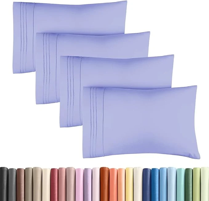 Smart King Standard Pillow Cases Set of 4 - Soft Hotel Quality Pillowcase Covers - Comfy Bedding for Women Men Kids amp Teens - Machine Washable Pillow Protectors - 4 Piece Set - King Standard Size Lavender Recyclable